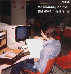 Me in front of an IBM 4341 Mainframe terminal